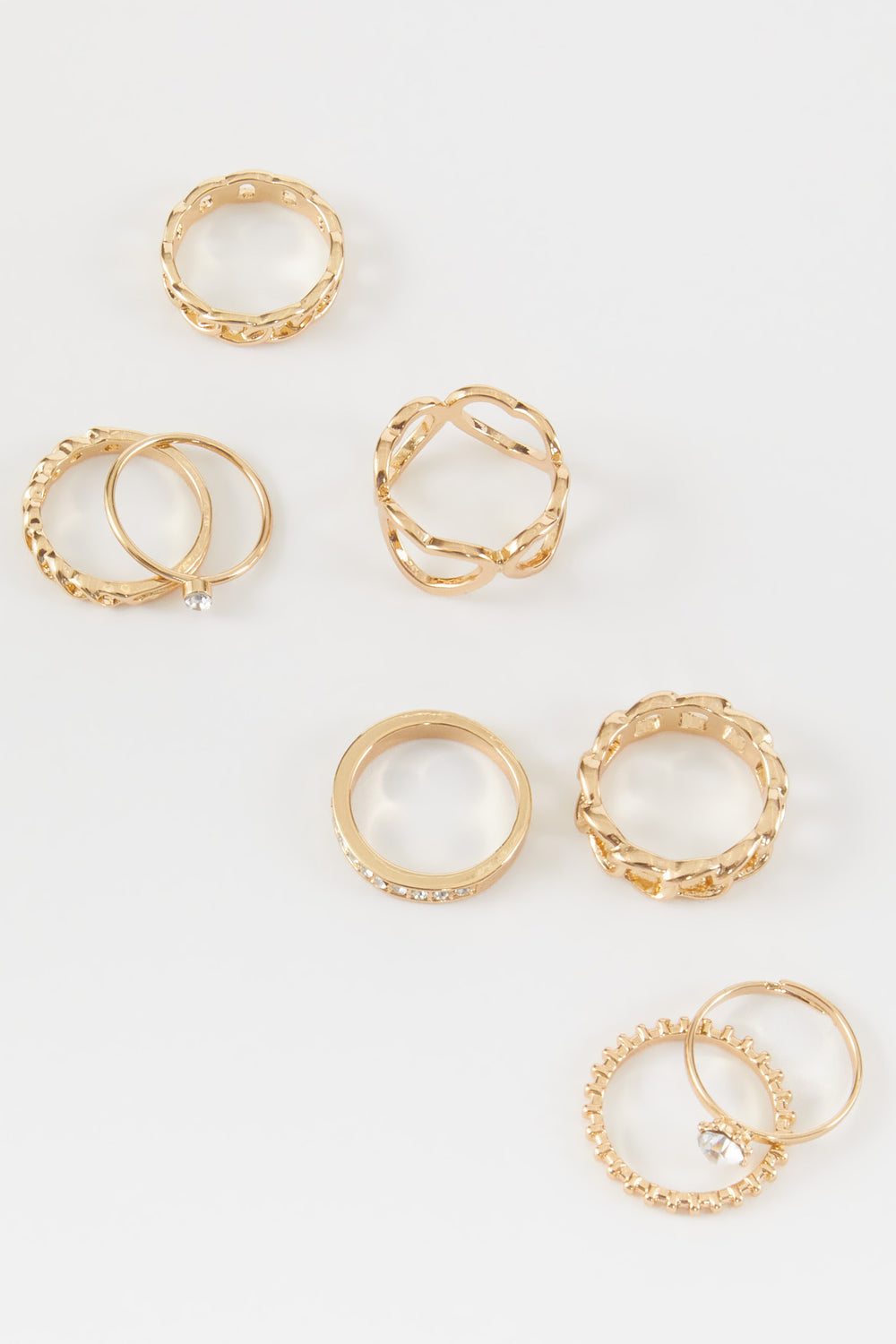 Assorted Faux Gem Rings Set Gold