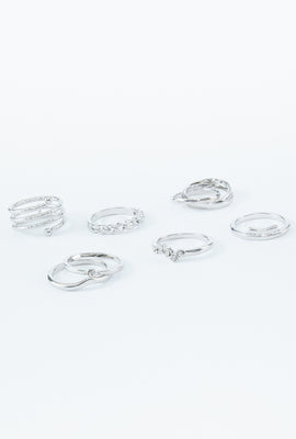 Link to Faux Gem Cutout Ring Set Silver