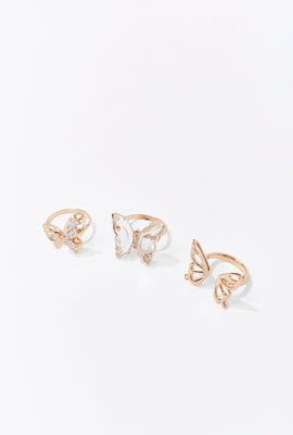 Link to Butterfly Charm Ring Set Gold