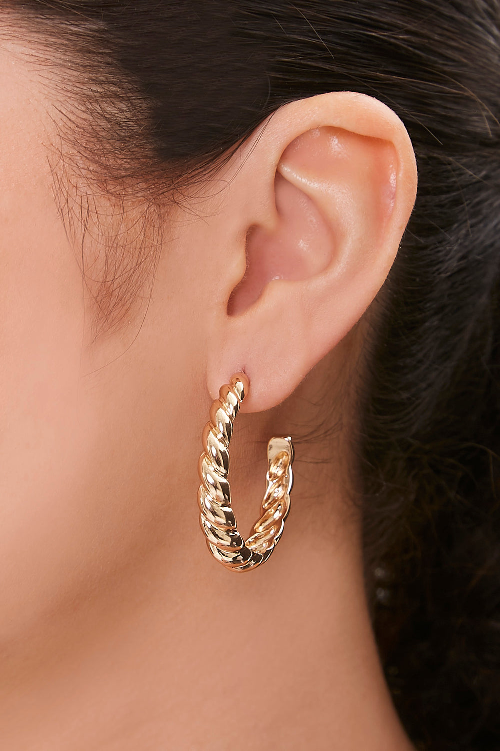 Open Twisted Hoop Earrings Gold