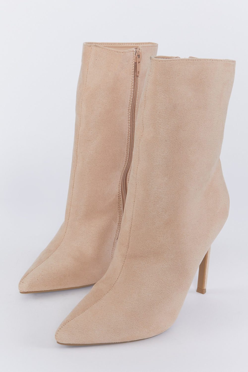 Faux-Suede Stiletto High Heel Boot Taupe