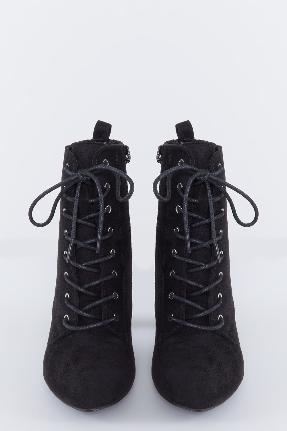 Faux-Suede Lace-Up High Heel Boot Black