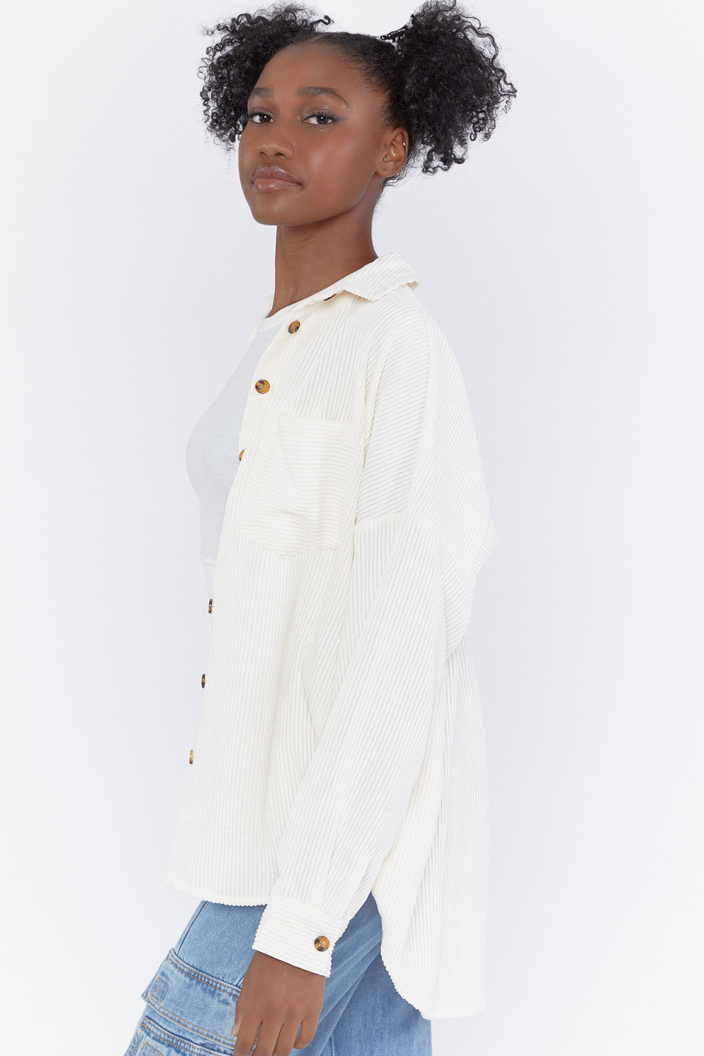 Oversized Corduroy Shirt Cream