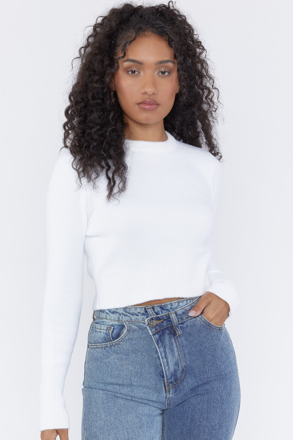 Crewneck Long Sleeve Sweater White