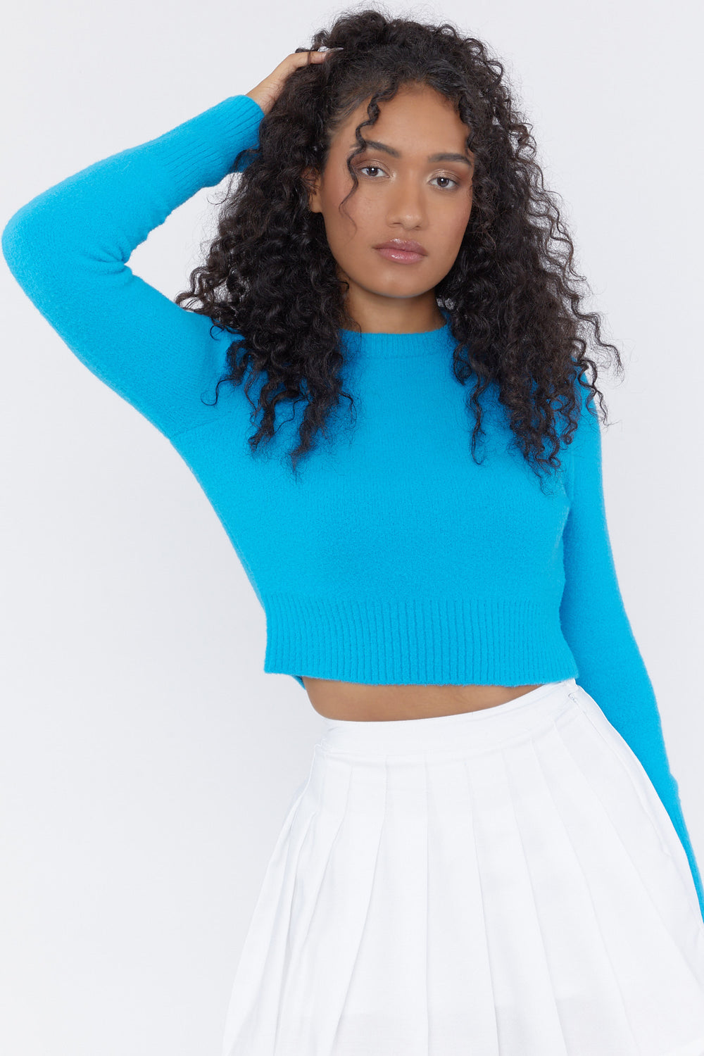 Crewneck Long Sleeve Sweater Neon Blue