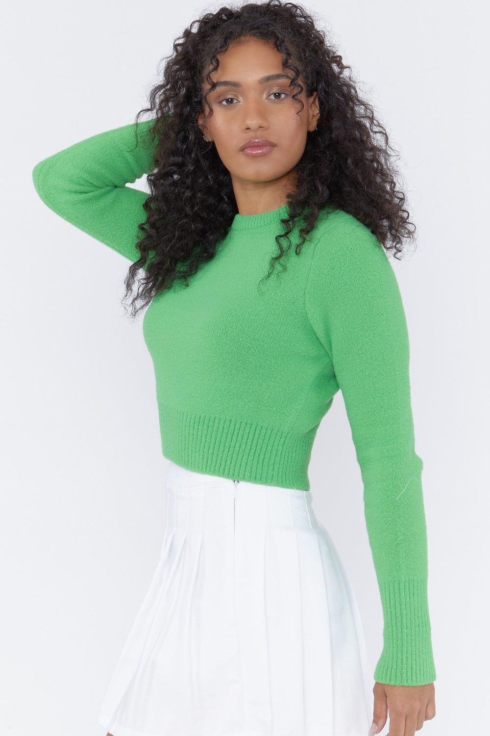 Crewneck Long Sleeve Sweater Green