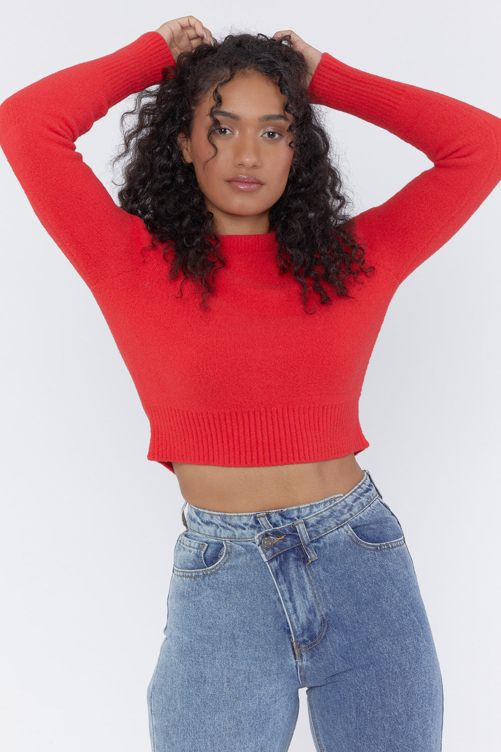 Crewneck Long Sleeve Sweater Red