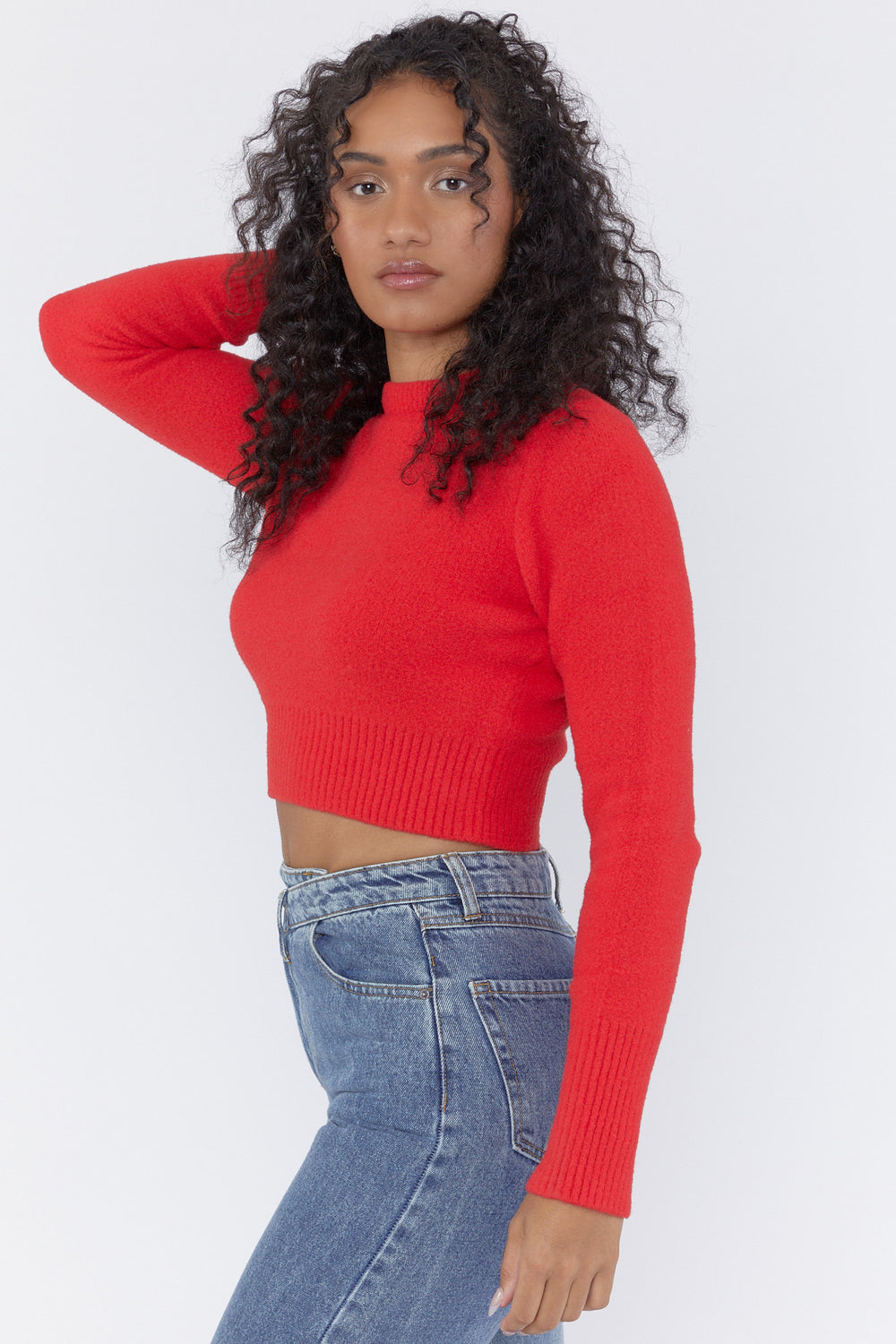 Crewneck Long Sleeve Sweater Red