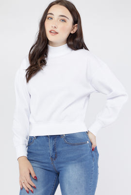 Link to Fleece Mock Neck Sweatshirt White