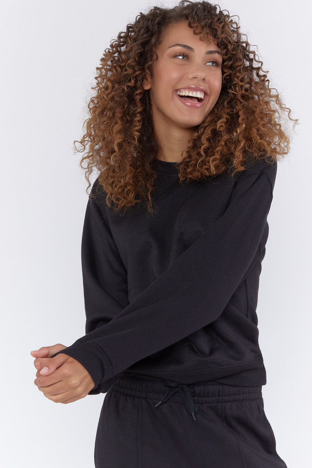 Basic Fleece Crewneck Pullover Black