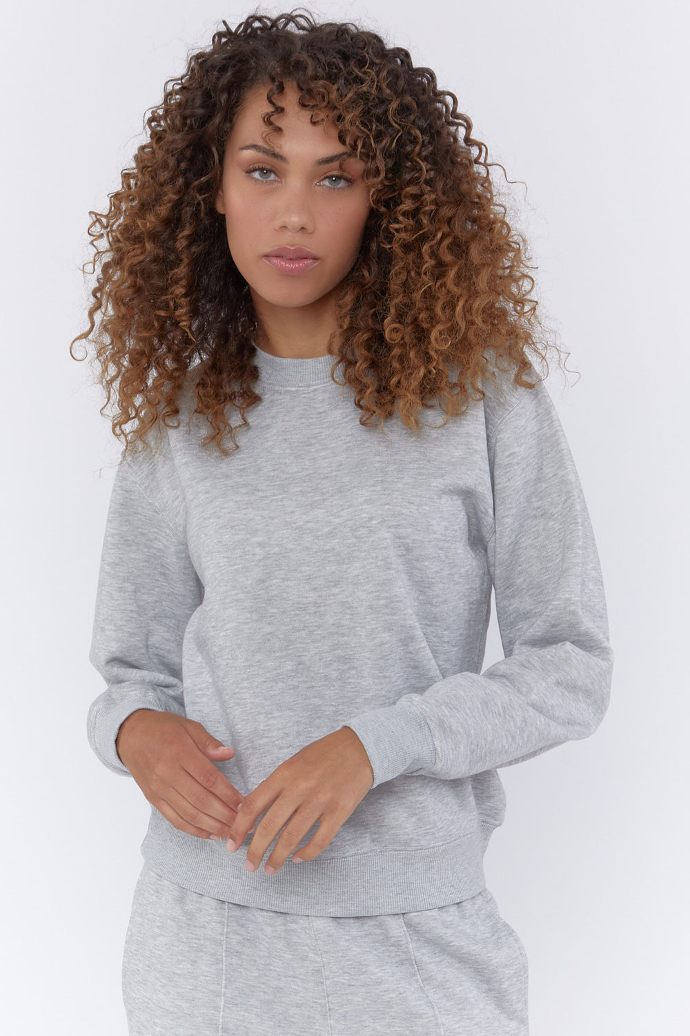 Basic Fleece Crewneck Pullover Heather Grey