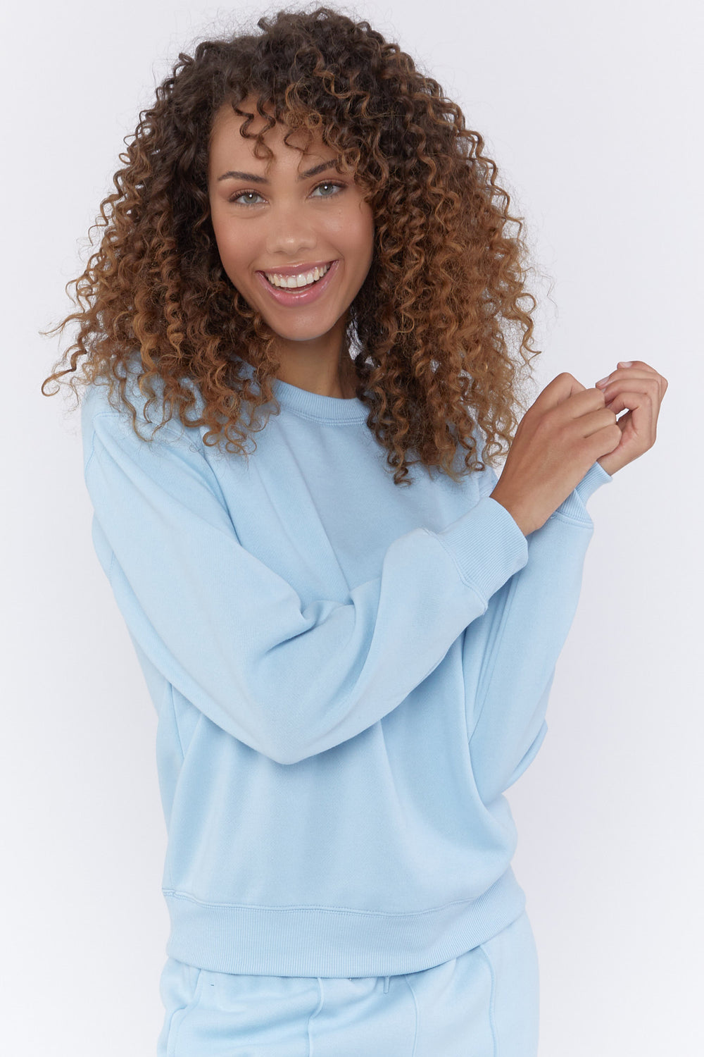 Basic Fleece Crewneck Pullover Light Blue