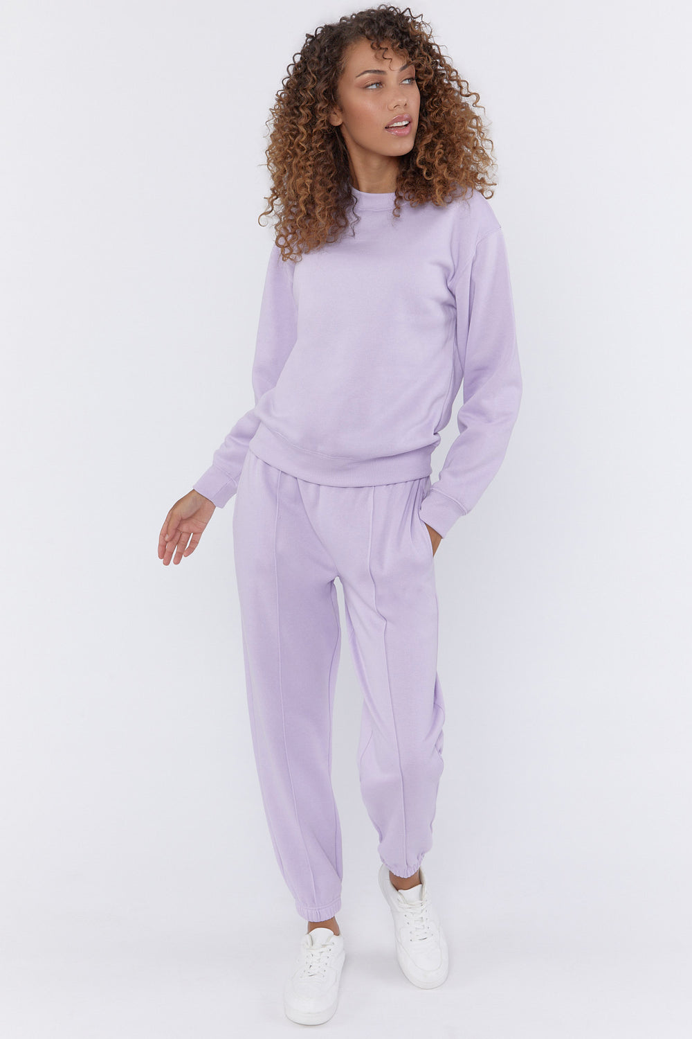 Basic Fleece Crewneck Pullover Lilac