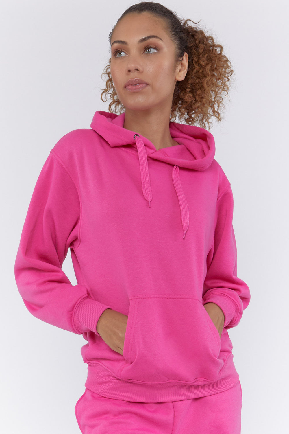 Oversized Fleece Hoodie Dark Pink