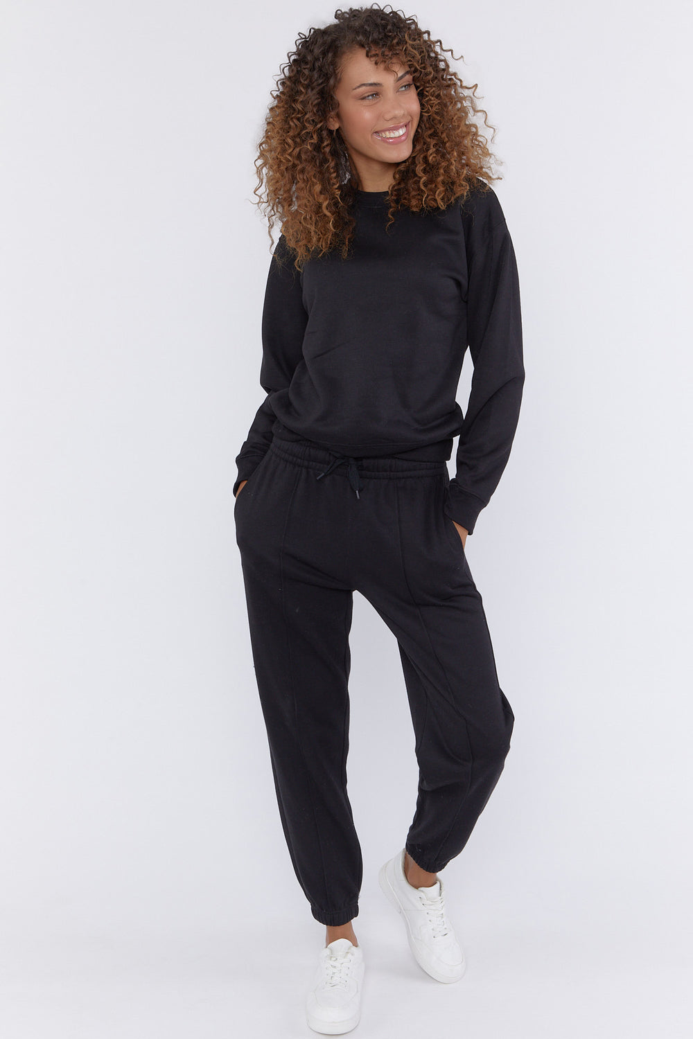 Seamed Fleece Jogger Black