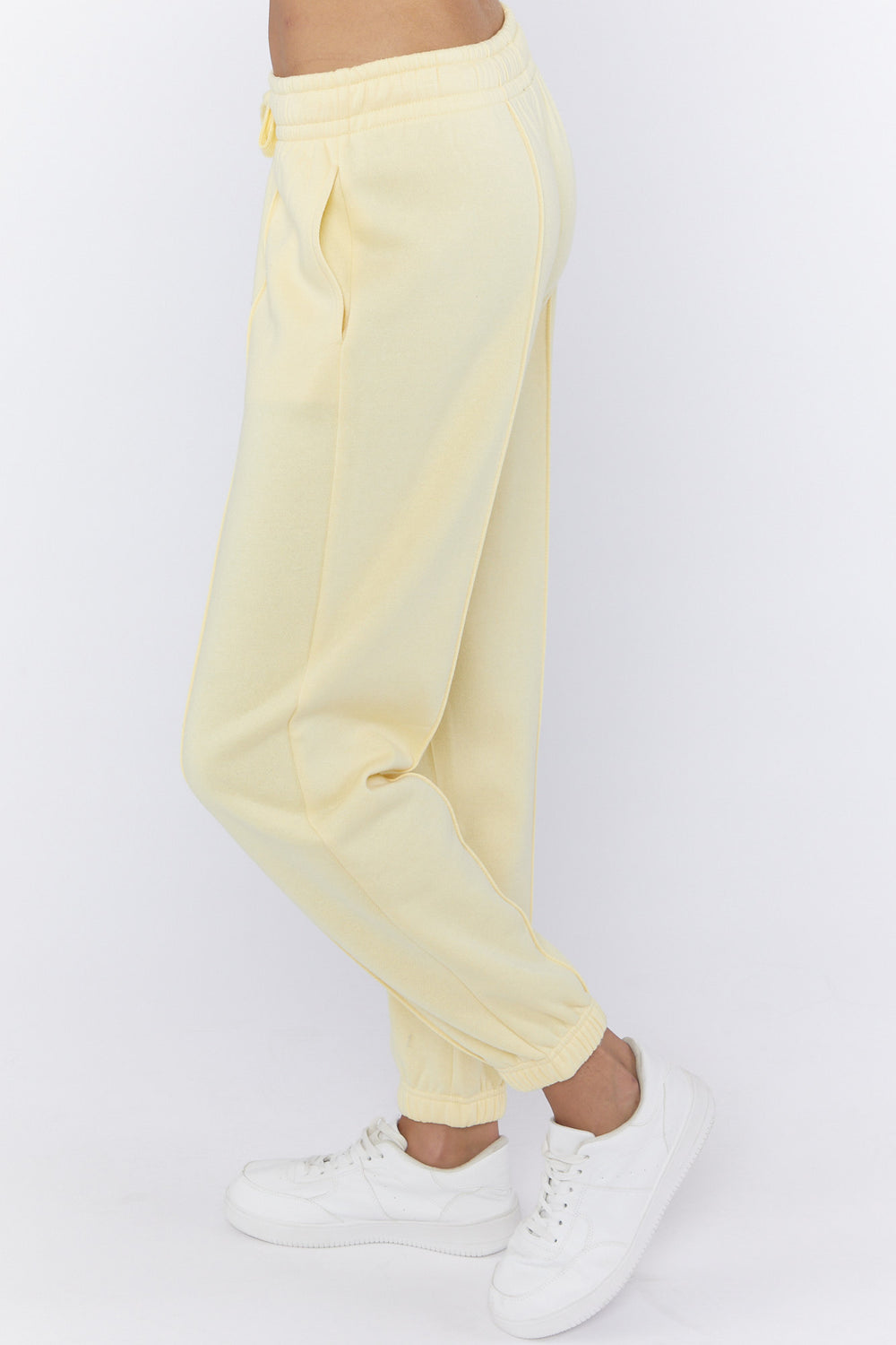 Seamed Fleece Jogger Pale Yellow