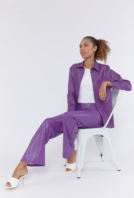 Link to Faux Leather Wide-Leg Pants Purple
