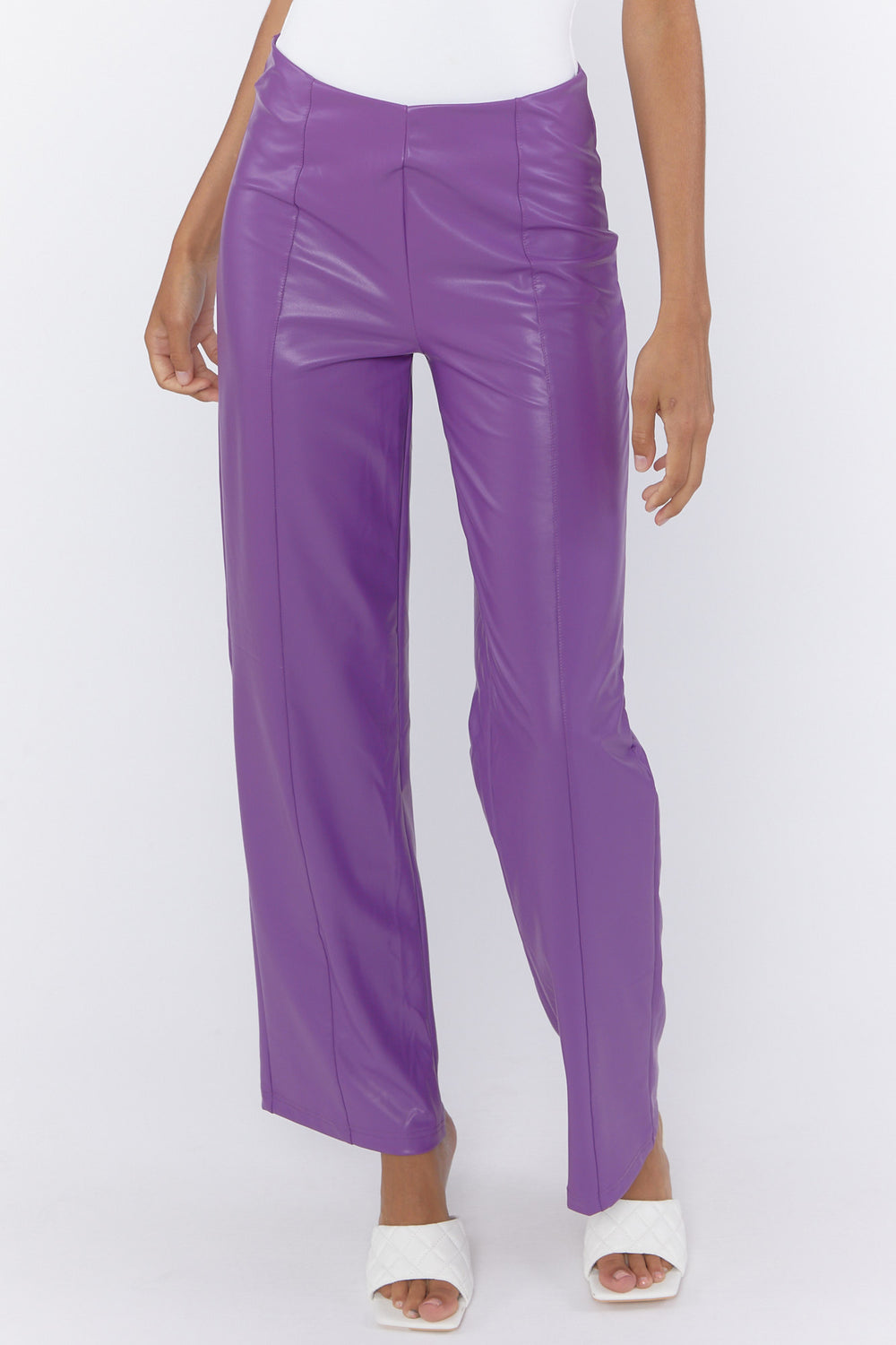 Faux Leather Wide-Leg Pants Purple