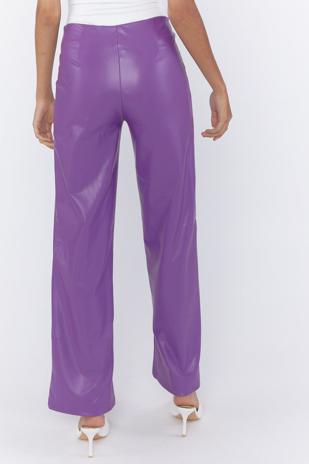 Faux Leather Wide-Leg Pants Purple