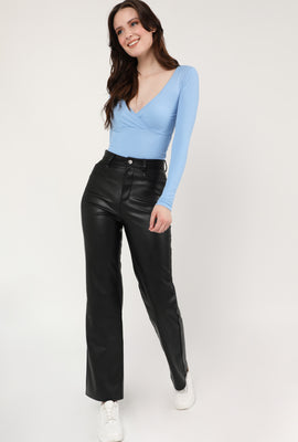 Link to Faux Leather Wide Leg Pant Black