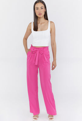 Link to Pantalon À Jambe Large Avec Taille Roulée Fuchsia