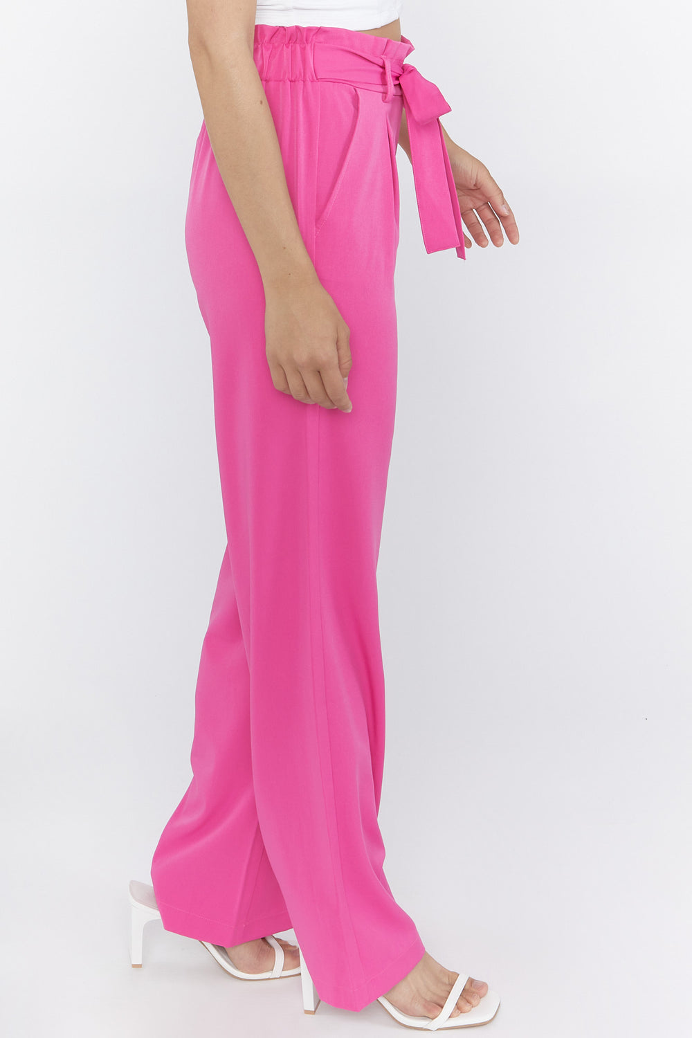 Paperbag Wide-Leg Pants Fuchsia