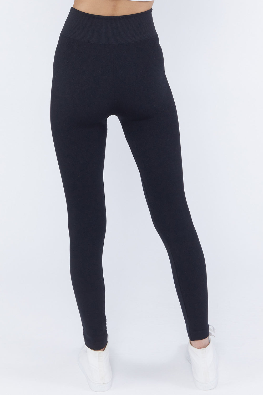 Cable-Knit Lined Seamless Leggings Black