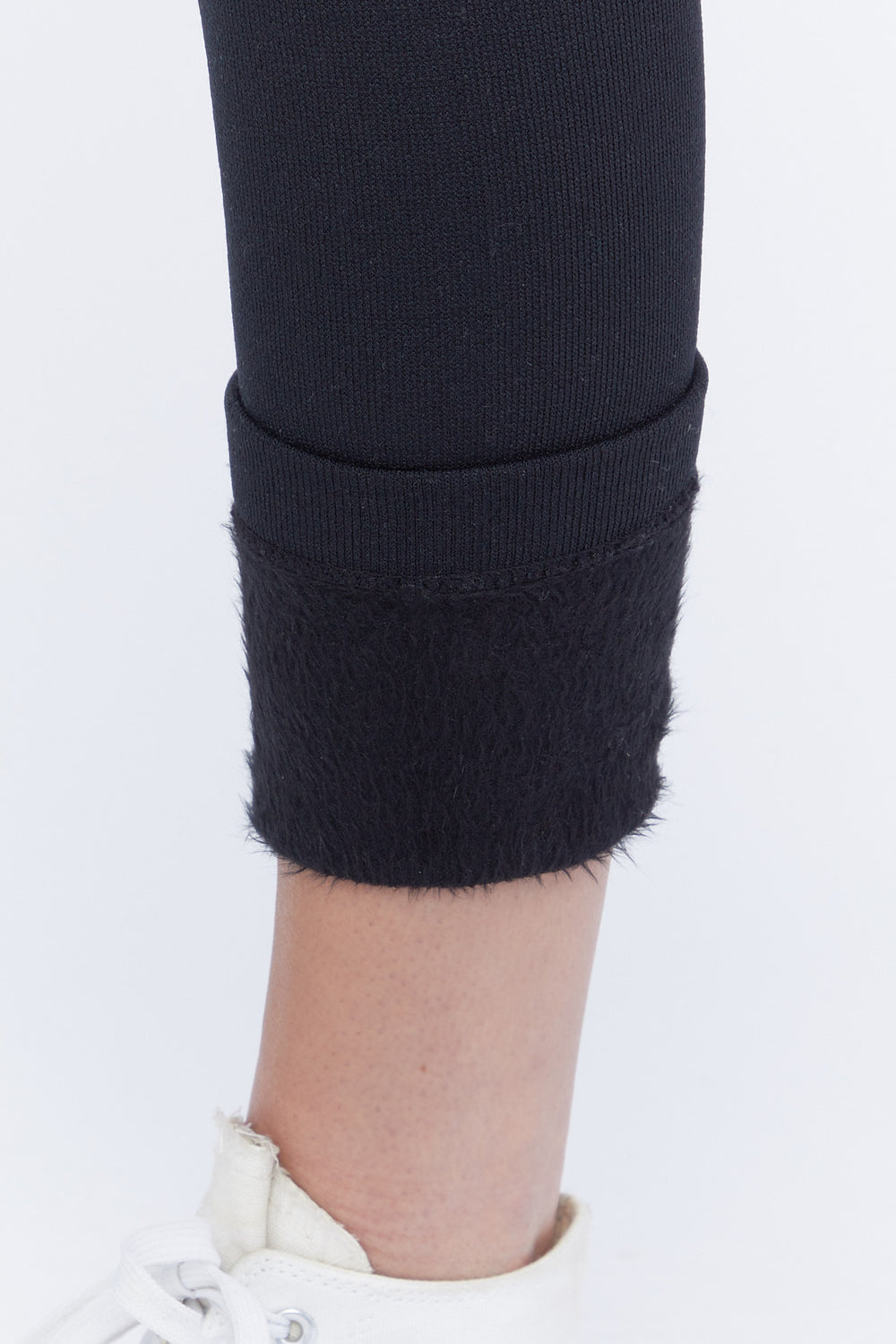 Cable-Knit Lined Seamless Leggings Black