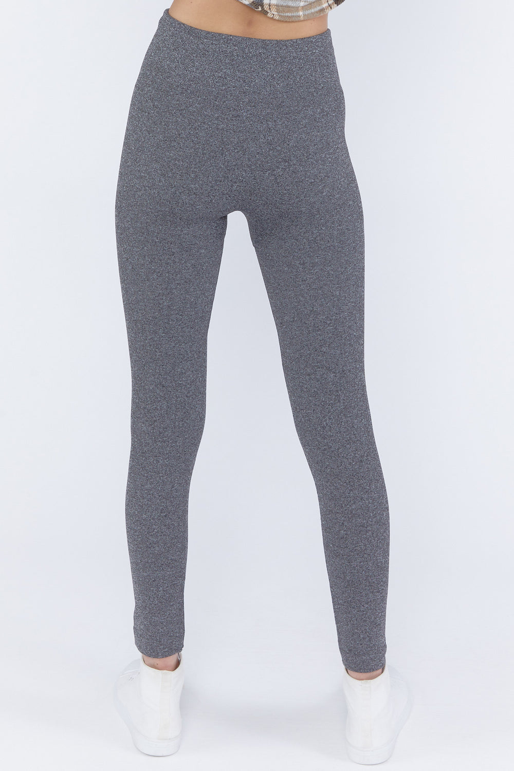 Cable-Knit Lined Seamless Leggings Heather Grey
