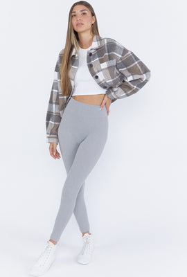 Link to Cable-Knit Lined Seamless Leggings Light Grey