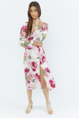 Link to Floral Slit-Leg Maxi Dress Pink