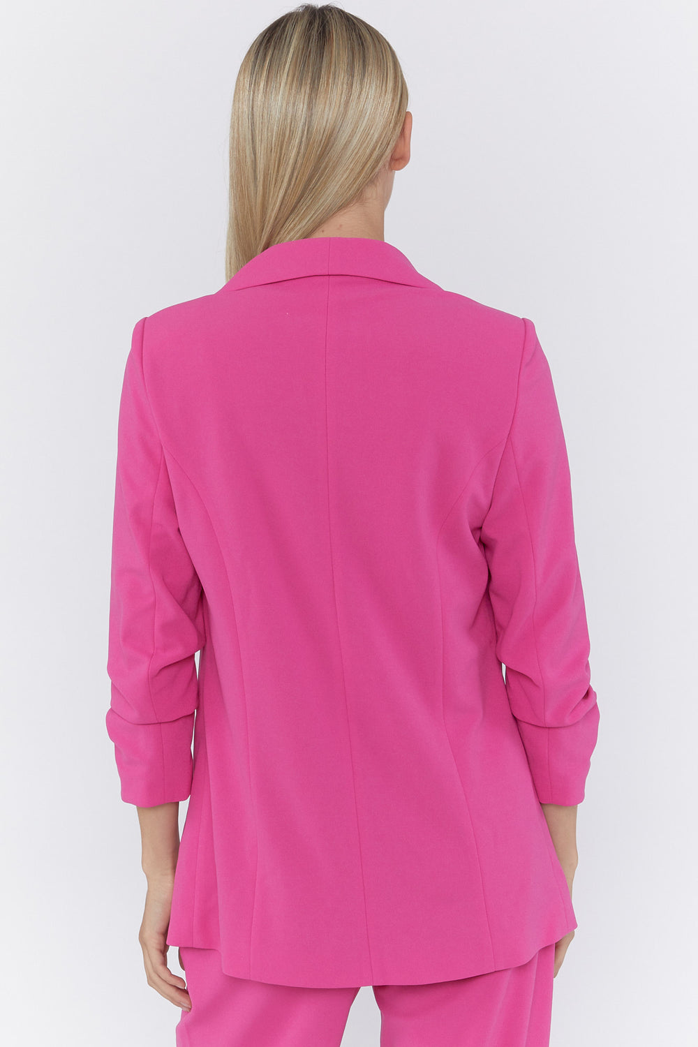 Crepe Open-Front Blazer Fuchsia