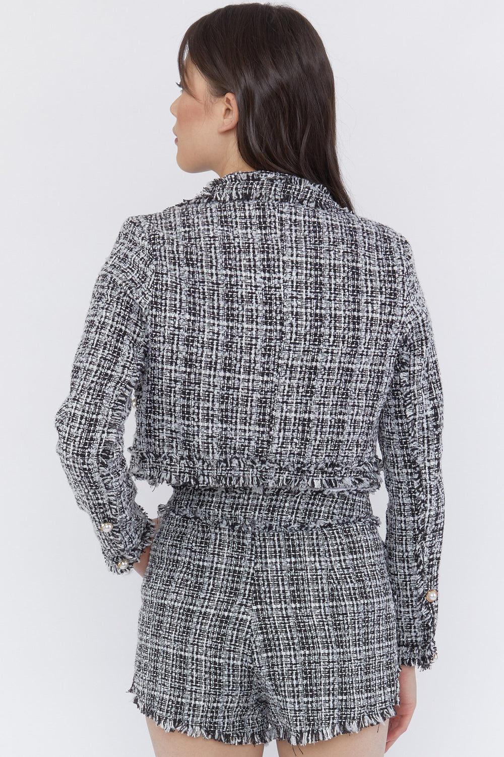 Tweed Houdstooth Blazer Black with White