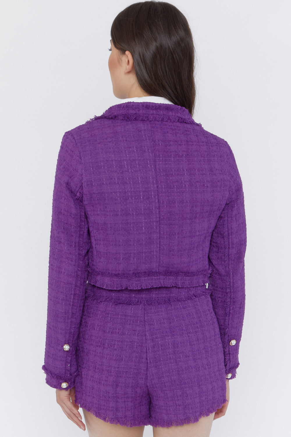 Tweed Cropped Blazer Purple