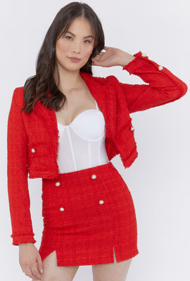 Link to Tweed Cropped Blazer Red