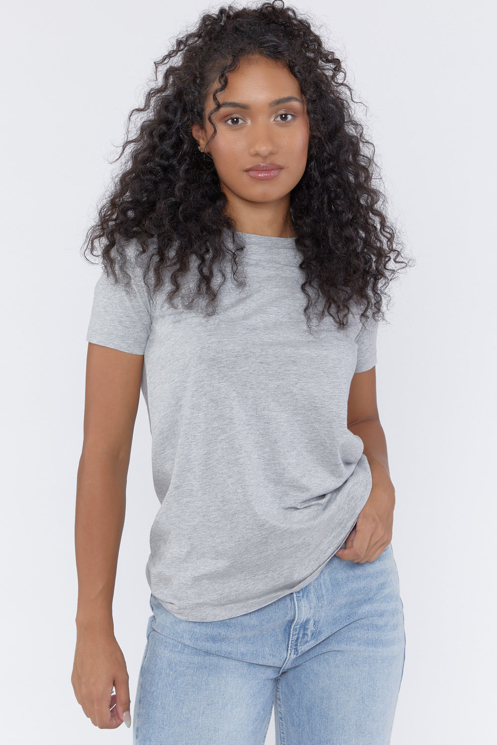 Basic Crew Neck Tee Heather Grey