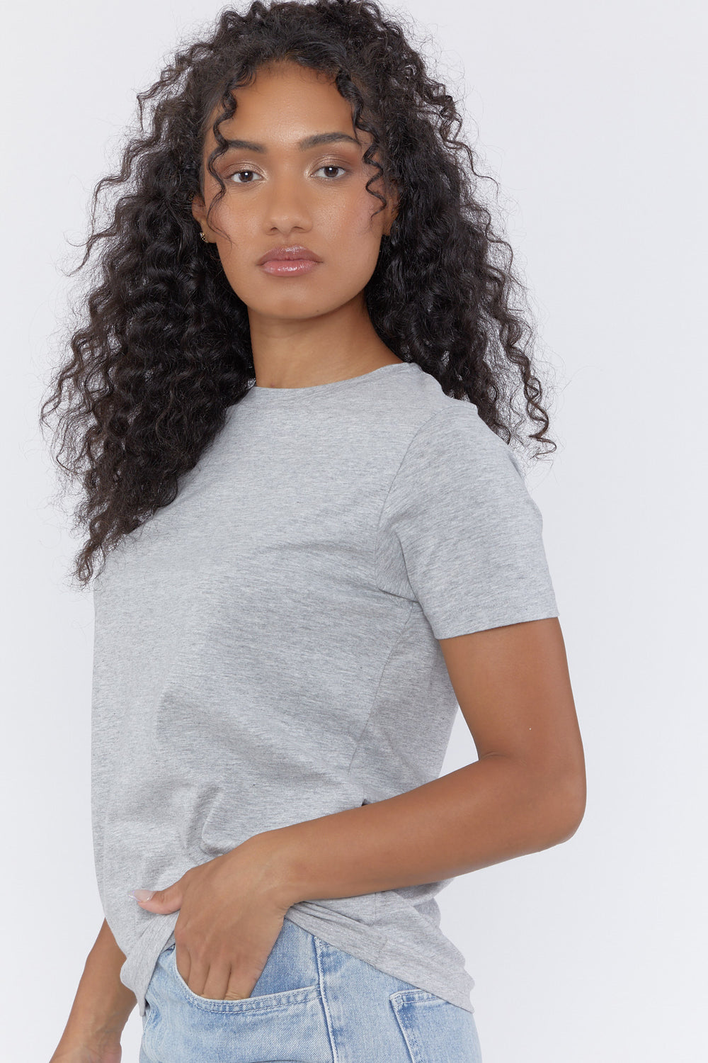 Basic Crew Neck Tee Heather Grey