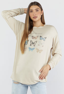 Link to Butterfly Graphic Long Sleeve Tee Beige
