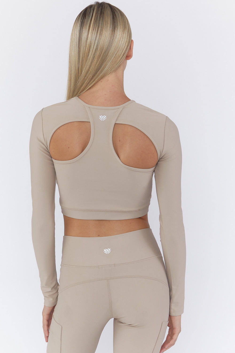 Active Cutout Long Sleeve Top Taupe