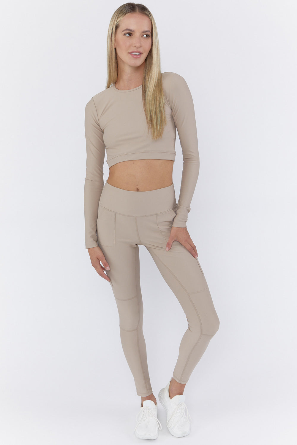Active Cutout Long Sleeve Top Taupe