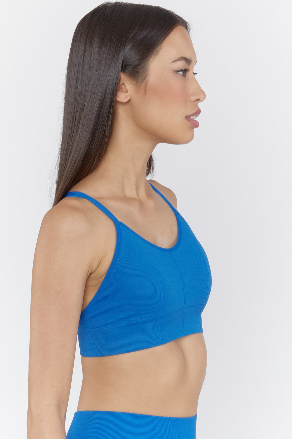 Active Seamless Double Strap Sports Bra Blue