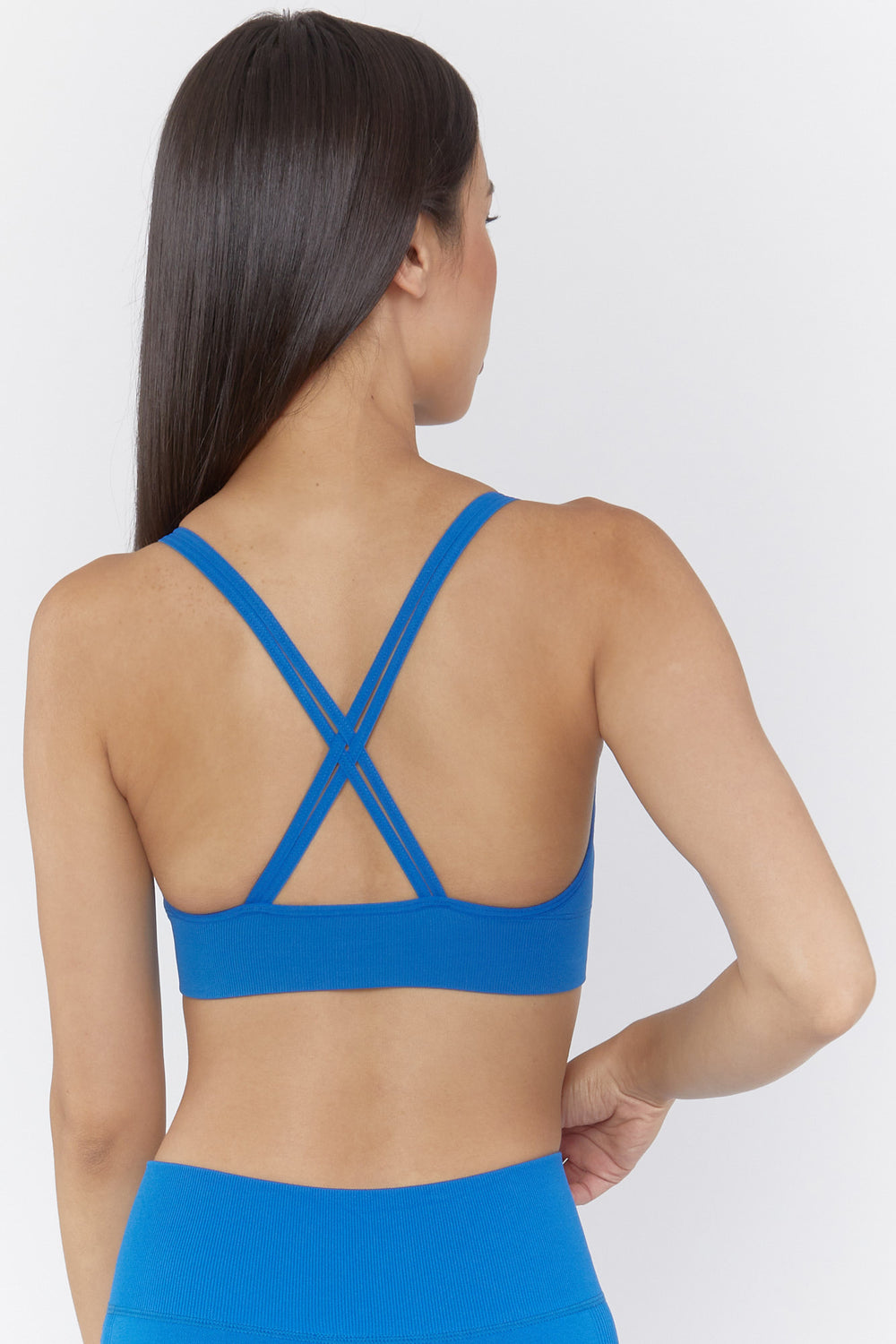 Active Seamless Double Strap Sports Bra Blue