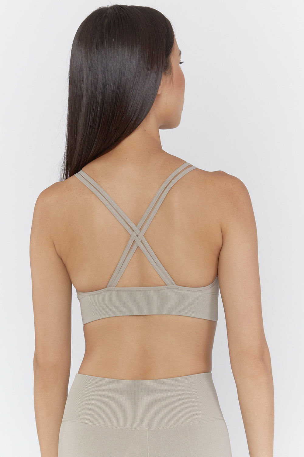 Active Seamless Double Strap Sports Bra Taupe