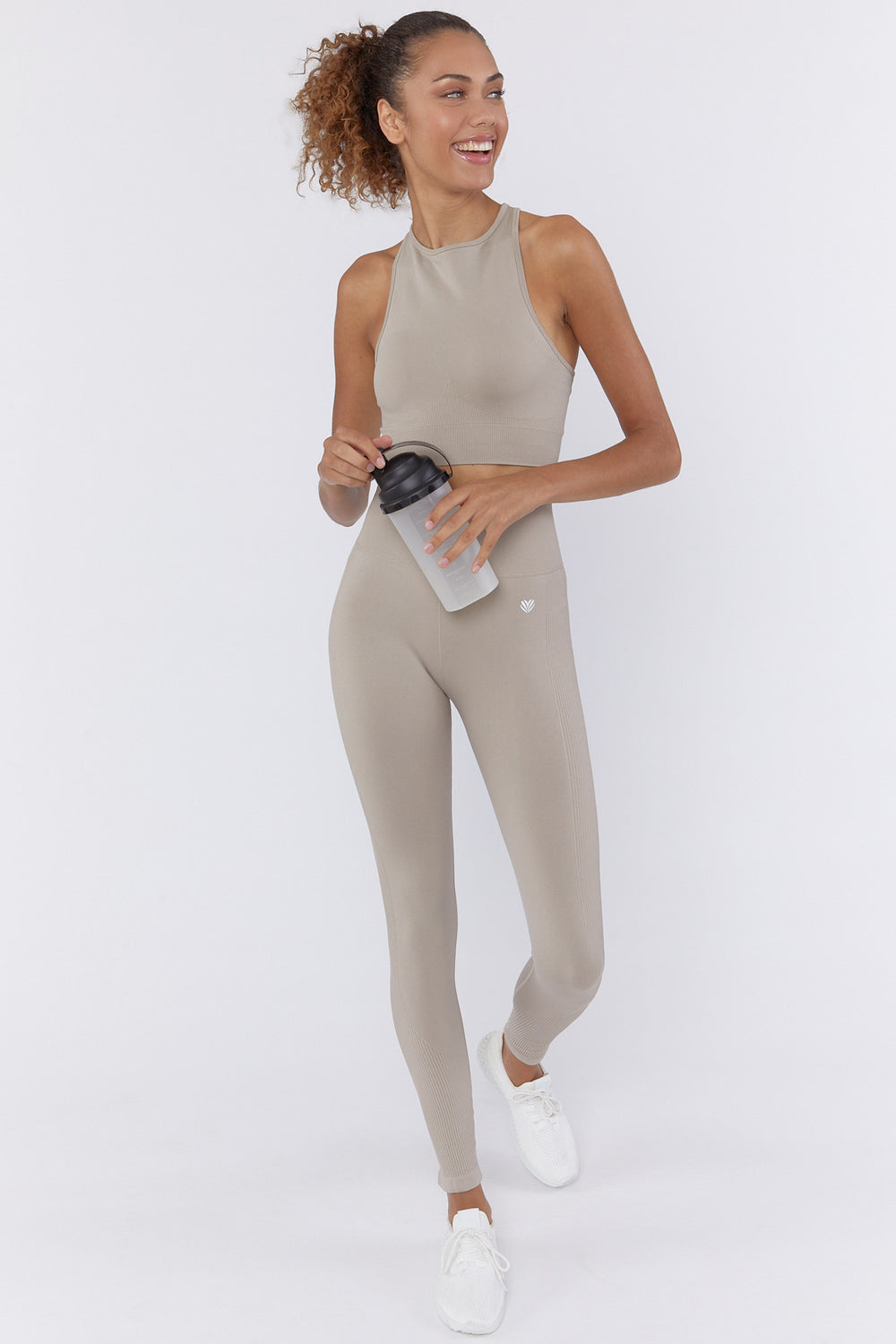 Active Seamless Cropped Tank Top Taupe