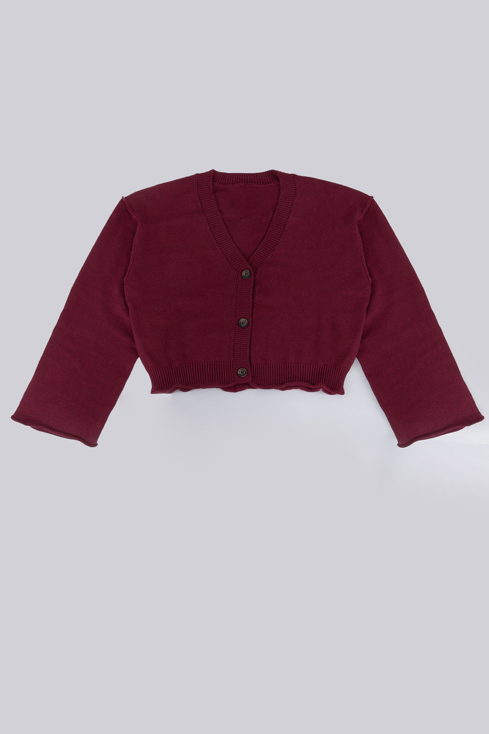 Plus Size Cropped Cardigan Sweater Burgundy