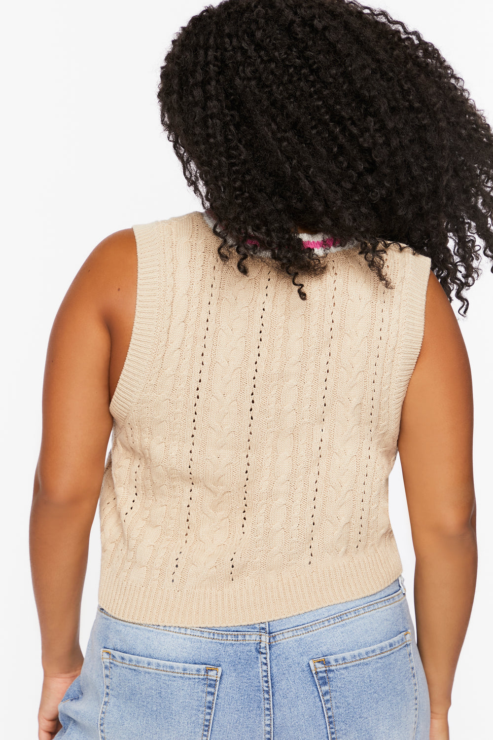 Plus Size Varsity-Striped Sweater Vest Khaki