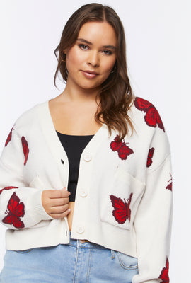 Link to Plus Size Butterfly Cardigan Sweater White