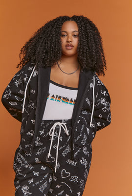 Link to Plus Size Airwalk Graphic Zip-Up Hoodie Black