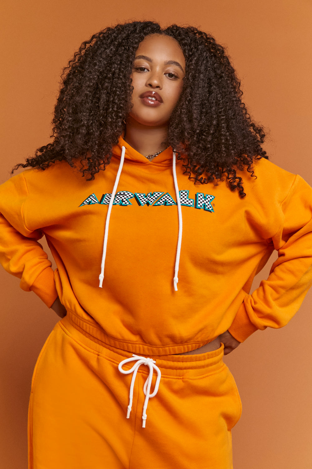 Plus Size Airwalk Graphic Hoodie Orange