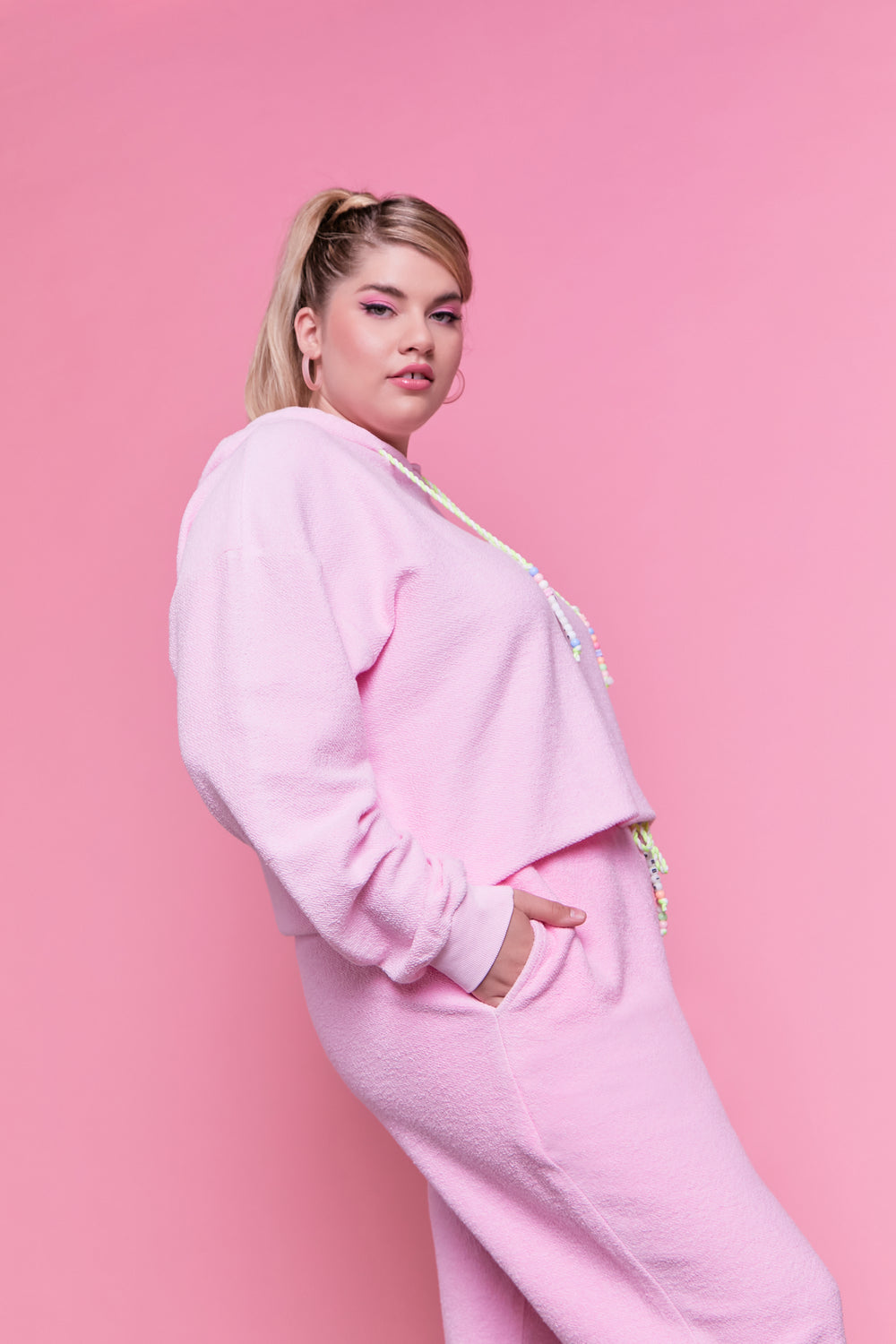 Plus Size Barbie Graphic Hoodie Pink